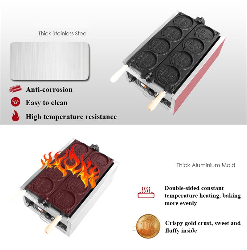 4pcs Small Gold Coin Bread Waf - đánh giá và giá Mini Waffle Maker Machine